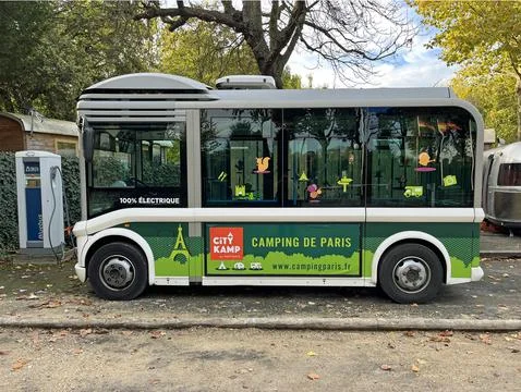 Camping Paris shuttle bus Stock Photos