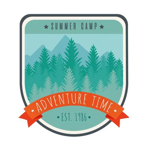 Camping patch forest Stock Illustration