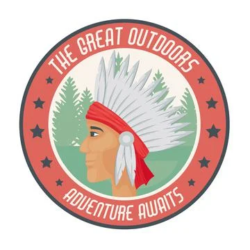 Camping patch indian Stock Illustration