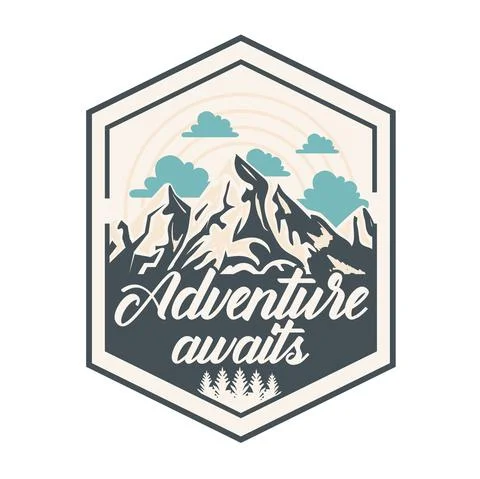 Camping patch mountains Stock Illustration