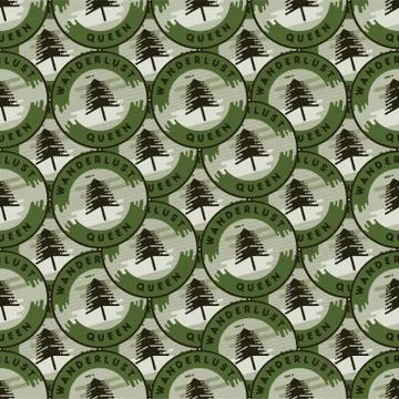 Camping patches pattern design - Outdoors Adventure seamless background with Stock Illustration