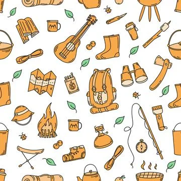 Camping pattern 1 Illustrazione stock
