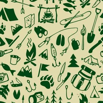 Camping pattern Stock Illustration