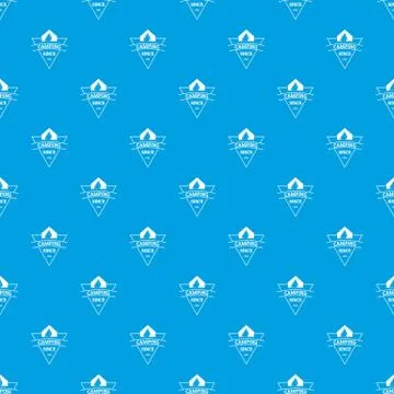 Camping pattern seamless blue Stock Illustration