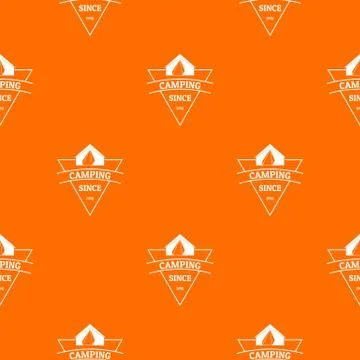 Camping pattern vector orange Stock Illustration
