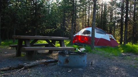Camping With a Pitched Up Tent 動画素材 68781761