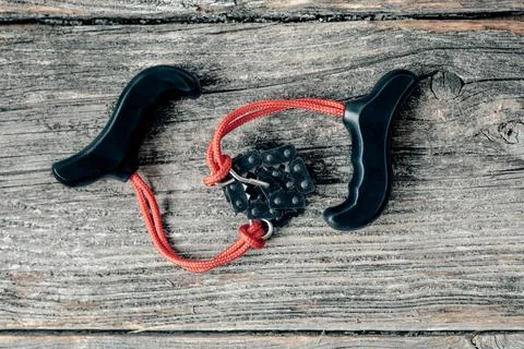 Camping   pocket   chainsaw   flatlay Stock Photos
