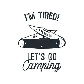 Camping poster with multi tool knife Stock-Illustration