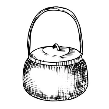 Camping Pot vector illustration. Hand drawn sketch of touristic Cauldron for Stock Illustration