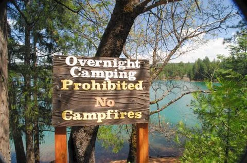 Camping prohibited sign Stock Photos