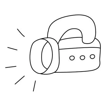 Camping rechargeable flashlight doodle Stock Illustration