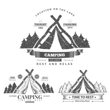 Camping  retro vector logo Stock Illustration