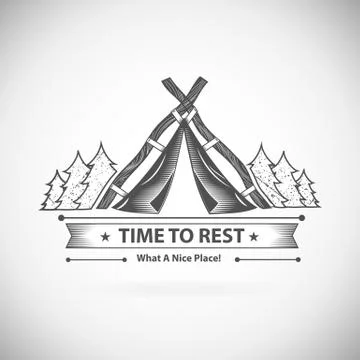 Camping  retro vector logo Stock Illustration