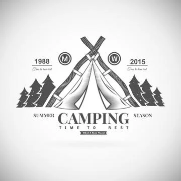 Camping  retro vector logo Illustrazione stock