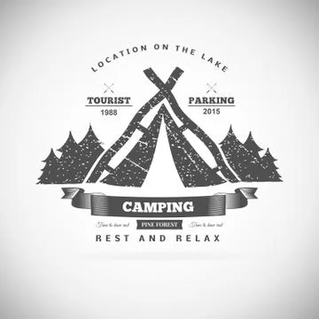 Camping  retro vector logo Stock Illustration