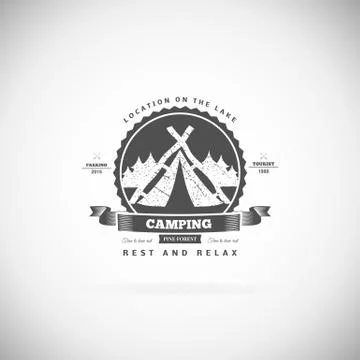 Camping  retro vector logo Stock Illustration