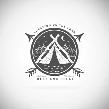 Camping  retro vector logo Stock Illustration