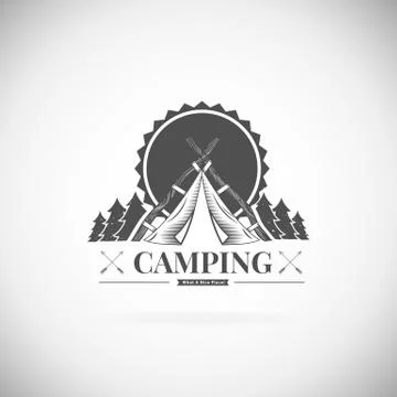 Camping  retro vector logo Stock Illustration