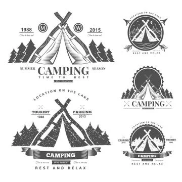 Camping  retro vector logo Stock Illustration
