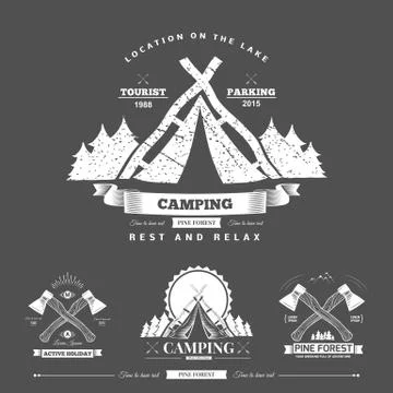 Camping  retro vector logo Stock Illustration