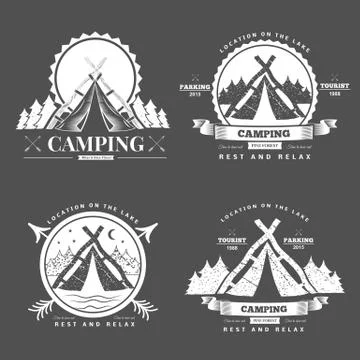 Camping  retro vector logo Stock Illustration