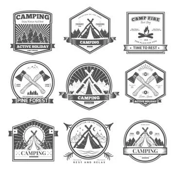 Camping  retro vector logo Stock Illustration