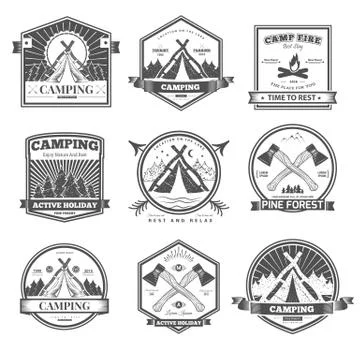 Camping  retro vector logo Stock Illustration