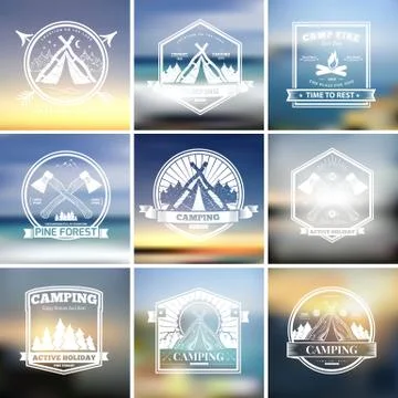 Camping  retro vector logo Stock Illustration