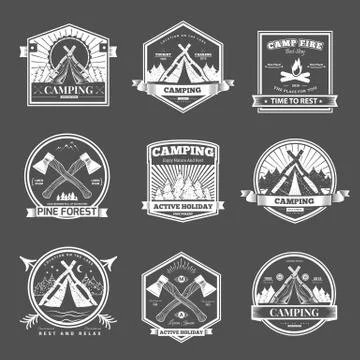 Camping  retro vector logo Stock Illustration
