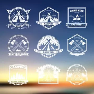 Camping  retro vector logo Stock Illustration