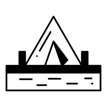 Camping by the River Dualtone Icon Stock Illustration
