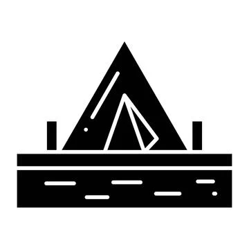 Camping by the River Glyph Icon Stock Illustration