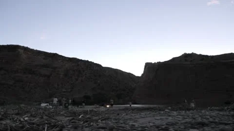 Camping on River Sunset to AstroLapse Stockbeeldmateriaal 10569154