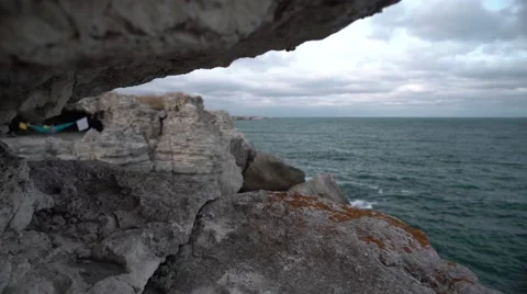 Camping in the Rock Cave 4K Stock Footage 66563561