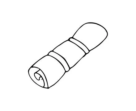 Camping roll mat. Sleeping mat in doodle style,  isolated on white background Stock Illustration