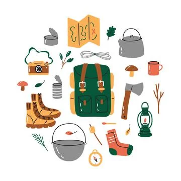Camping round concept Stock Illustration