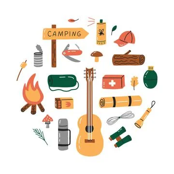 Camping round logo Stock Illustration