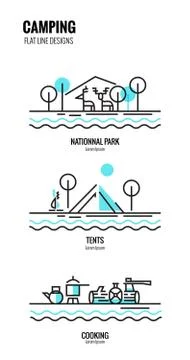 Camping scene and elements. Free Stock Illustration