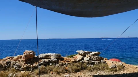 Camping on the sea Stock Footage 78925439
