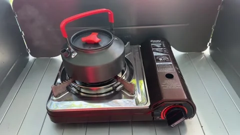 Camping at sea in a pine forest. Stock Footage 282085205