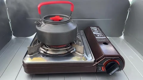 Camping at sea in a pine forest. Stock Footage 282361014