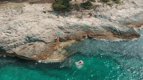 Camping by the sea top view Stock Footage 238779636