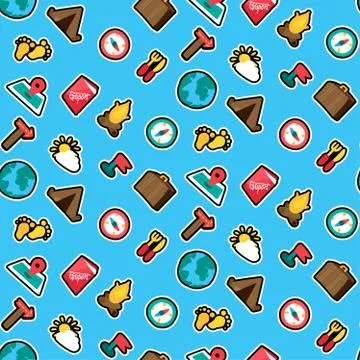 Camping seamless color vector pattern Stock Illustration
