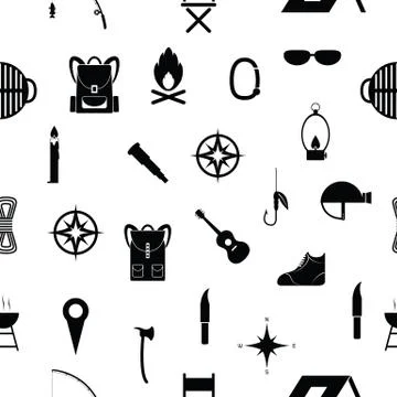 Camping seamless pattern background icon. Illustrazione stock