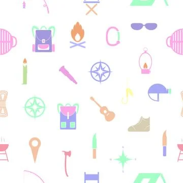 Camping seamless pattern background icon. Illustrazione stock