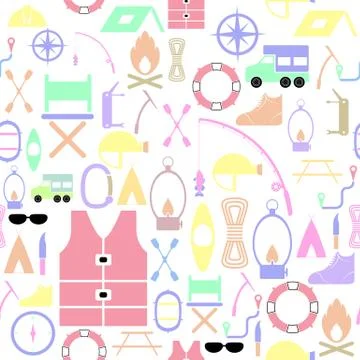 Camping seamless pattern background icon. Stock Illustration