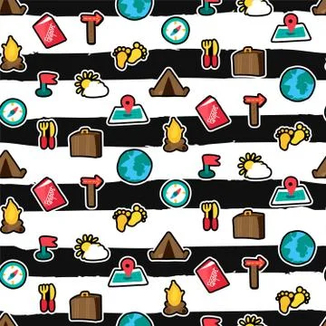 Camping seamless pattern Stock Illustration