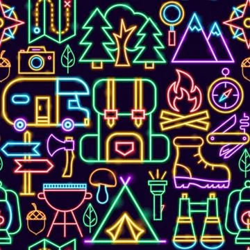 Camping Seamless Pattern Stock Illustration