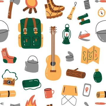 Camping seamless pattern Stock Illustration