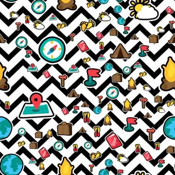 Camping seamless vector pattern Stock Illustration